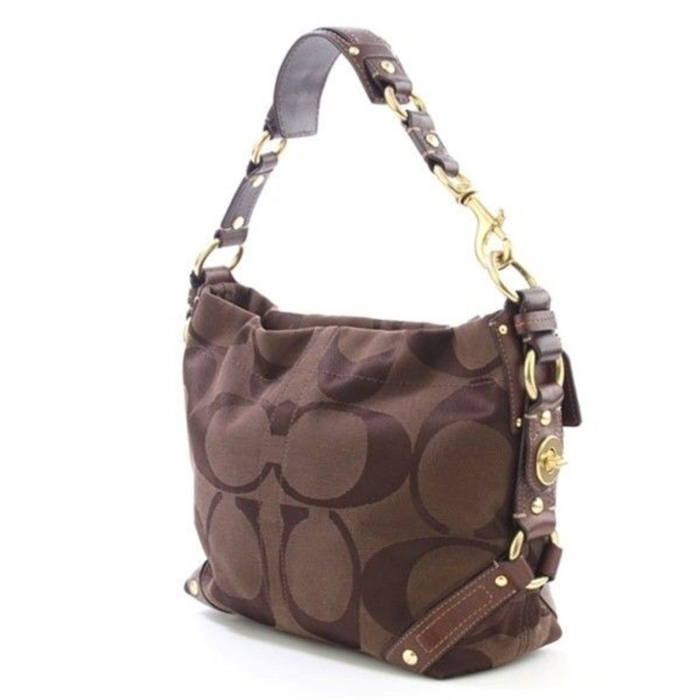 Coach Brown Signature Canvas Carly Bag #10619